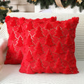 4Th Emotion Christmas Tree Decorative Pillow Covers 20X20 Set Of 2, Red Soft Plush Faux Fur Farmhouse Throw Cushion Cases For Xm