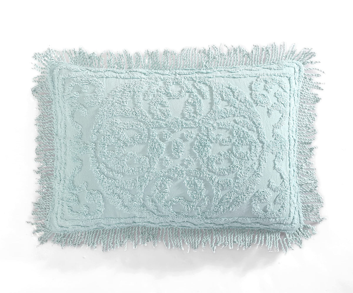 Beatrice Home Fashions Medallion Chenille, Standard Sham, Blue