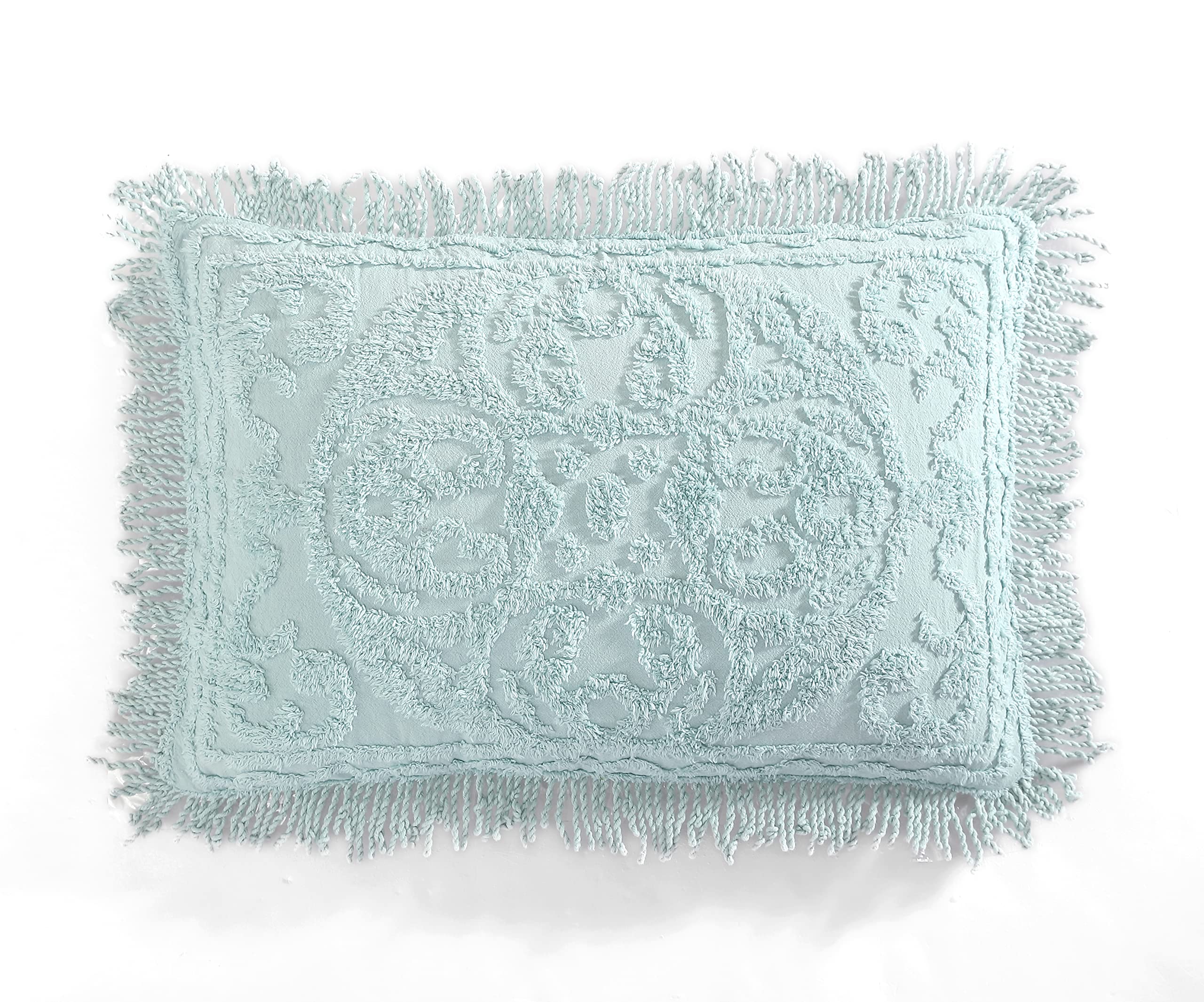 Beatrice Home Fashions Medallion Chenille, King Sham, Blue