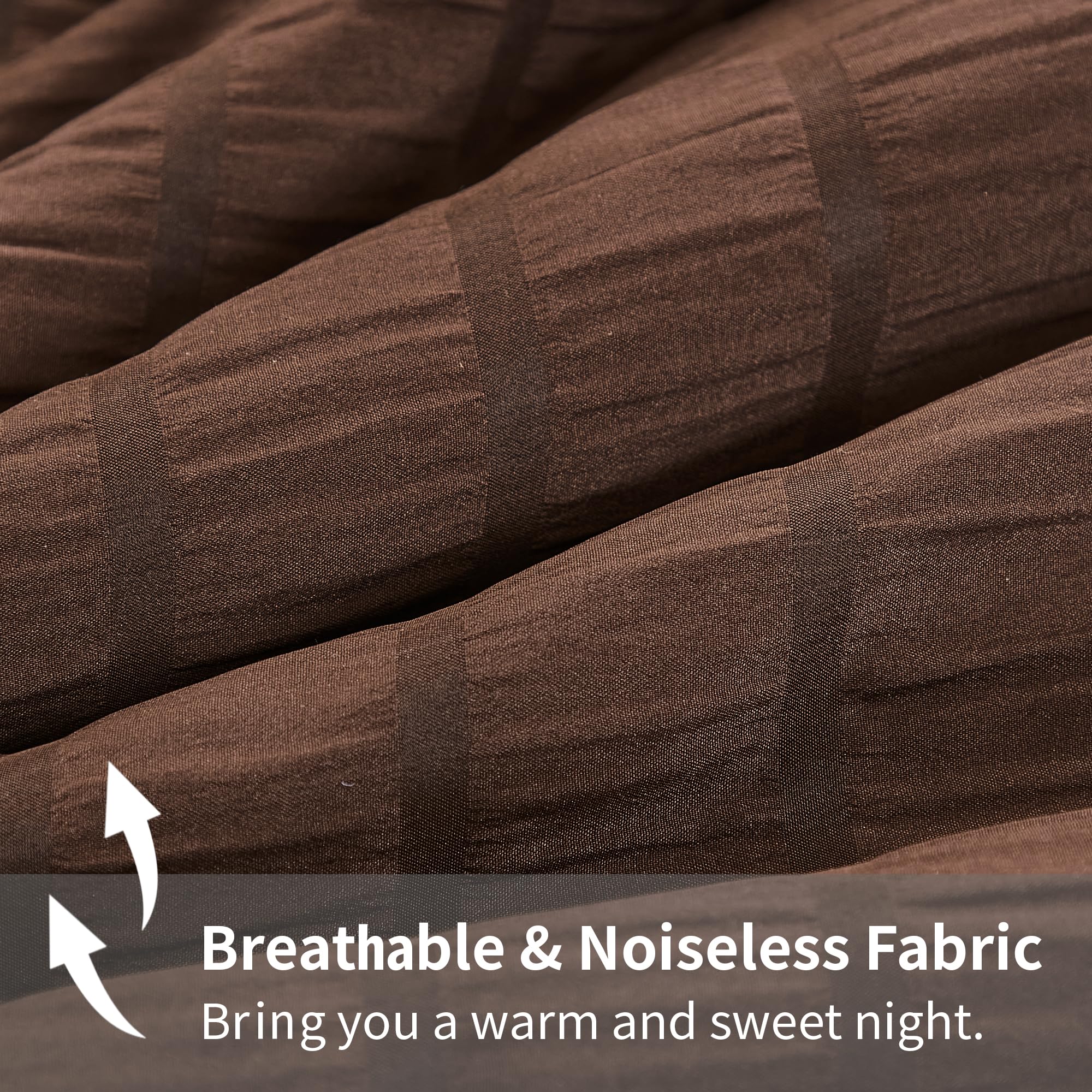 Avelom Brown Seersucker King Comforter Set (104X90 Inches), 3 Pieces-100% Soft Washed Microfiber Lightweight Comforter With 2 Pillowcases, All Season Down Alternative Comforter Set For Bedding