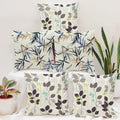 Brick Home Black Leaf Printed Poly Cotton 200 Tc Cushion Covers, Set Of 5 (18 X 18 Inches)
