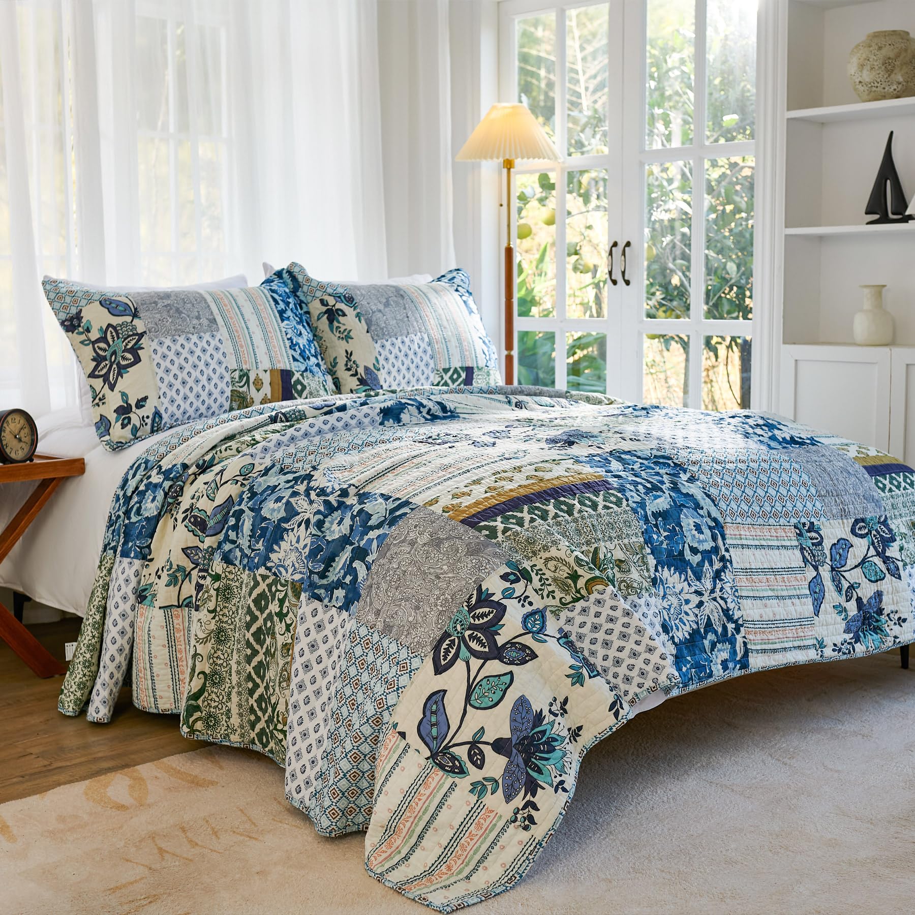 Secgo California King Quilt Size - 100% Cotton Oversized California Comforter Set Bedding Sets (120 * 110 Inch) With 2 Pillow Sh