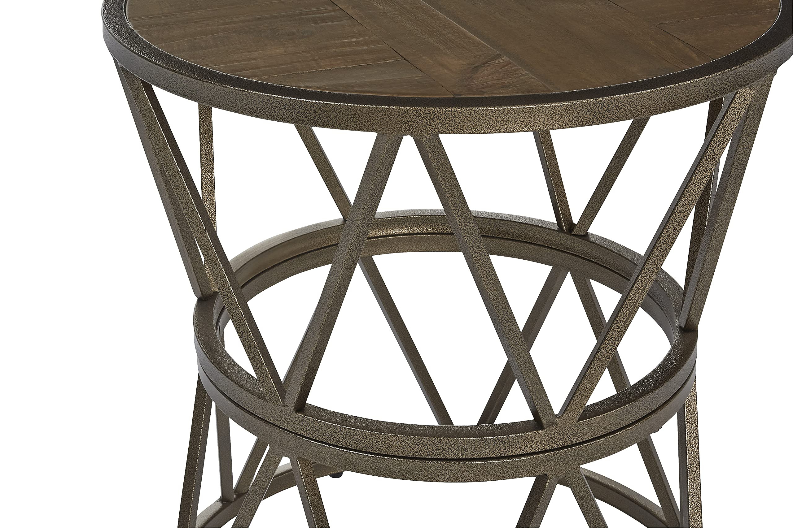 Progressive Furniture Soho Round End Table, Gold/Natural