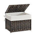SONGMICS Storage Basket with Lid, 9.2 Gallon (35L) Storage Bin, Woven Blanket Storage Basket with Handles, Foldable, Removable L