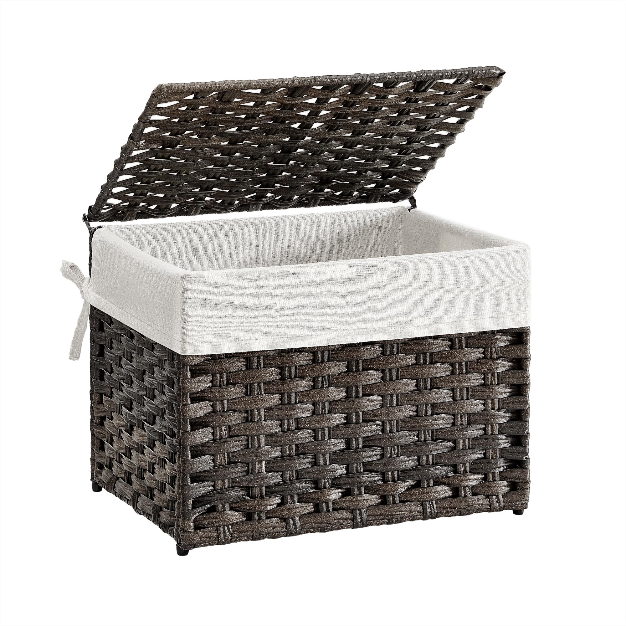 SONGMICS Storage Basket with Lid, 9.2 Gallon (35L) Storage Bin, Woven Blanket Storage Basket with Handles, Foldable, Removable L