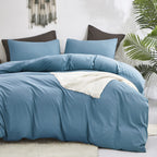 Luxlovery Blue Comforter Set Twin Men Women Solid Lake Blue Bedding Comforter Set Dark Color Quilts Blanket Cotton Soft Breathab