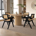 Round Dining Table for 4, Pedestal Kitchen Table Farmhouse Dinner Table, Modern Kitchen Table with Solid Wood Base for Dining Ro