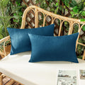 Woaboy Set Of 2 Outdoor Waterproof Throw Pillow Covers Decorative Farmhouse Linen Pillowcases Solid Cushion Cases For Patio Tent Balcony Couch Sofa Car Navy Blue 12X20 Inch