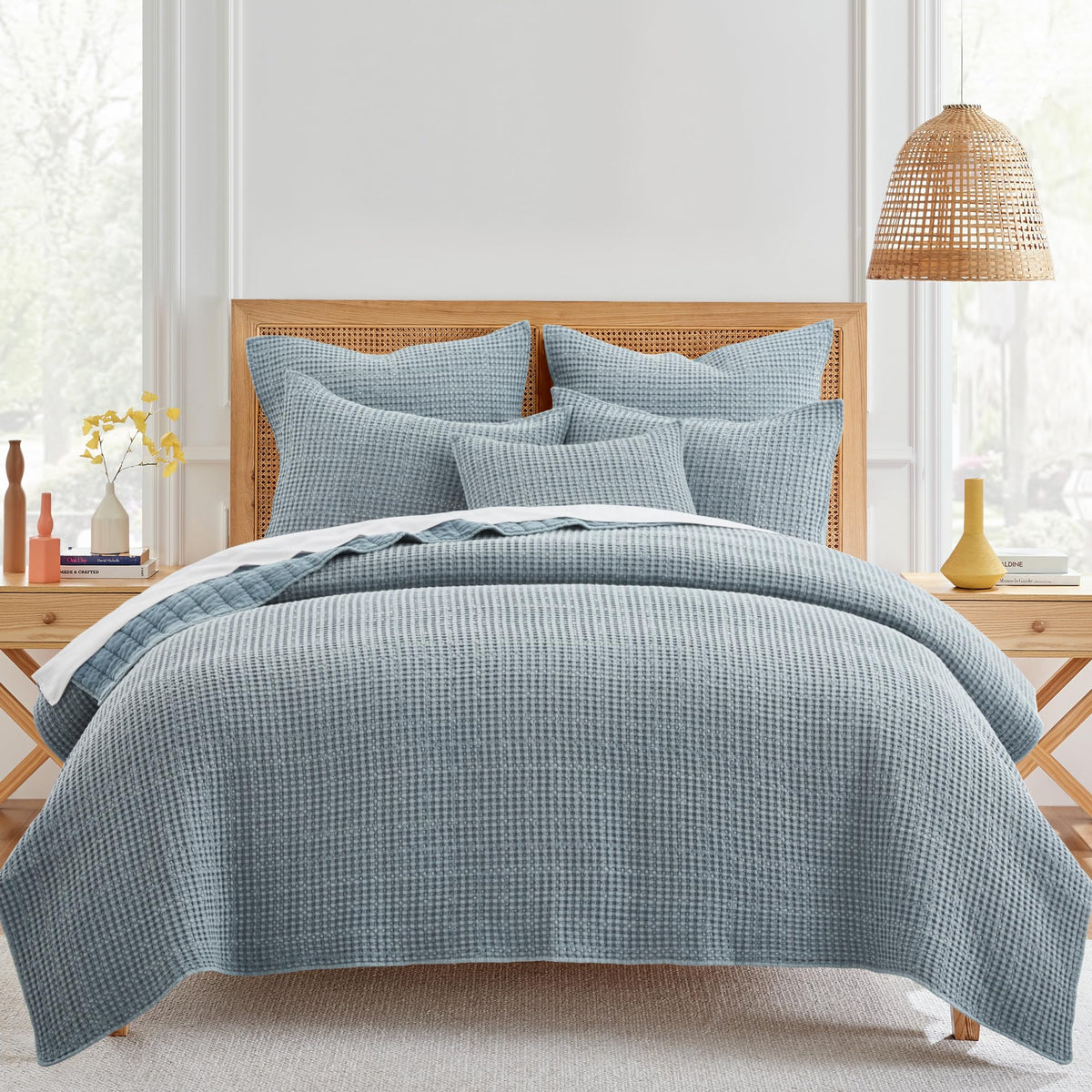Levtex Home - Mills Waffle - Twin/Twin Xl Quilt Set - Chambray Cotton Waffle - Quilt Size (68 X 86In.), Sham Size (26 X 20In.)