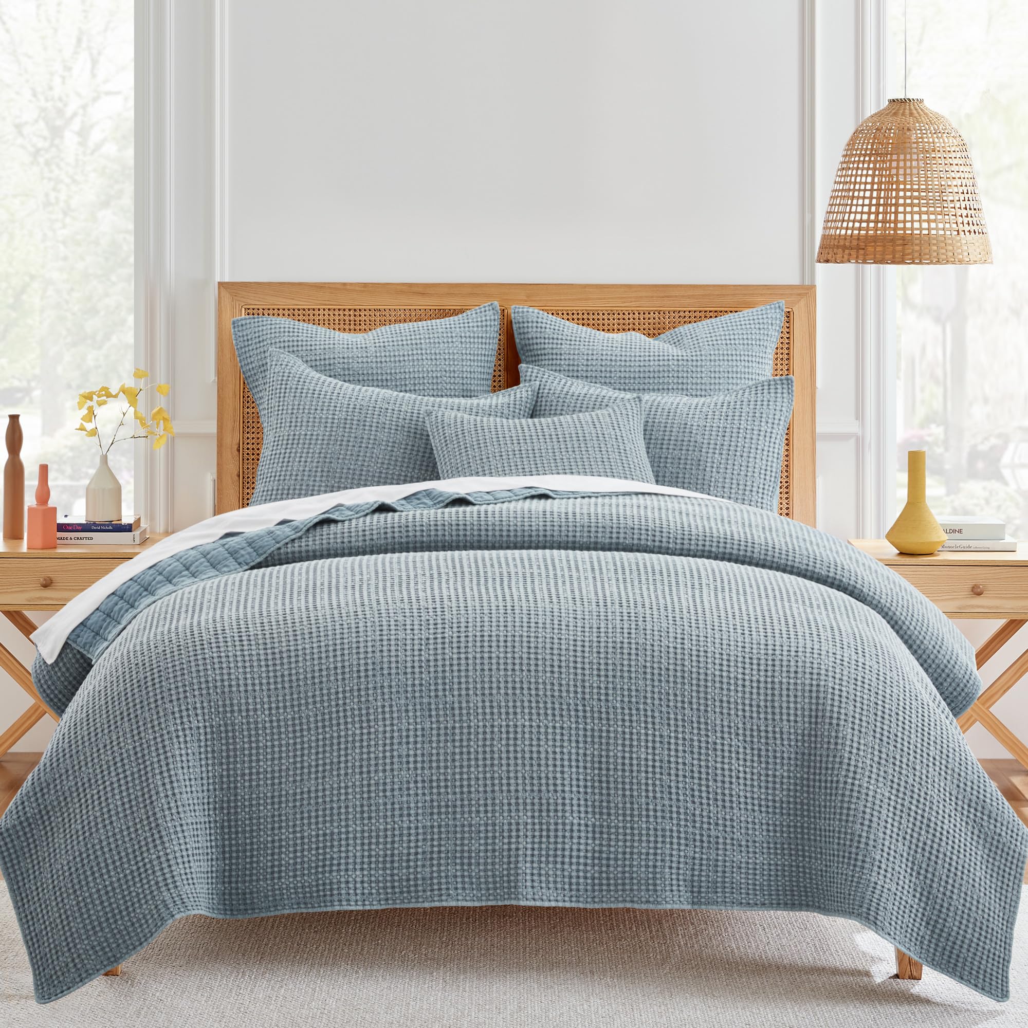 Levtex Home - Mills Waffle - Twin/Twin Xl Quilt Set - Chambray Cotton Waffle - Quilt Size (68 X 86In.), Sham Size (26 X 20In.)
