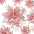24 Pieces Christmas Glitter Poinsettia Flowers Layered Artificial Xmas Flowers Wedding Christmas Tree New Year Ornaments (Rose G