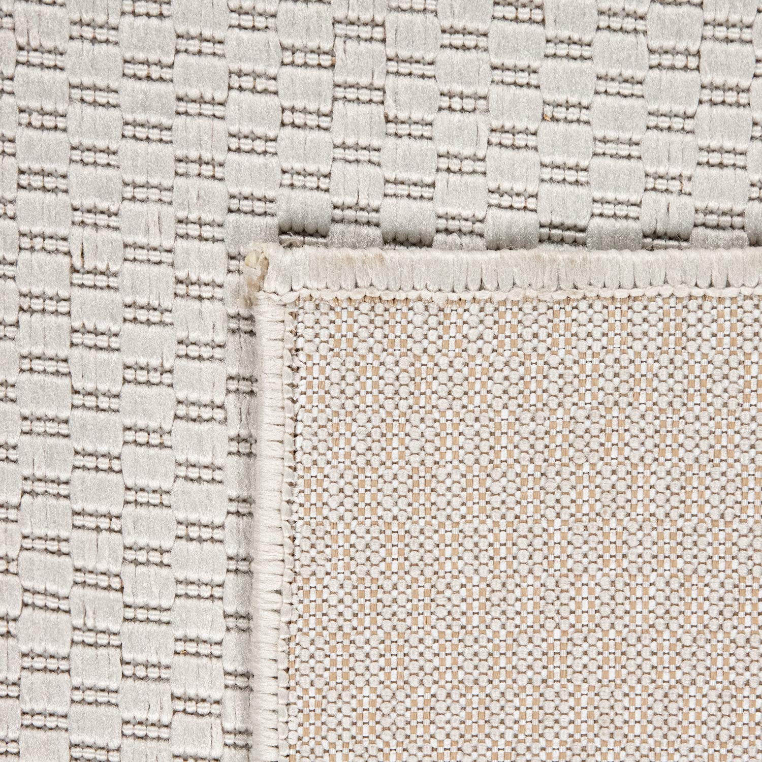 Solid Outdoor Rug For Patio Or Balcony Weatherproof In Mottled Cream, Size: 6'7' X 9'2'