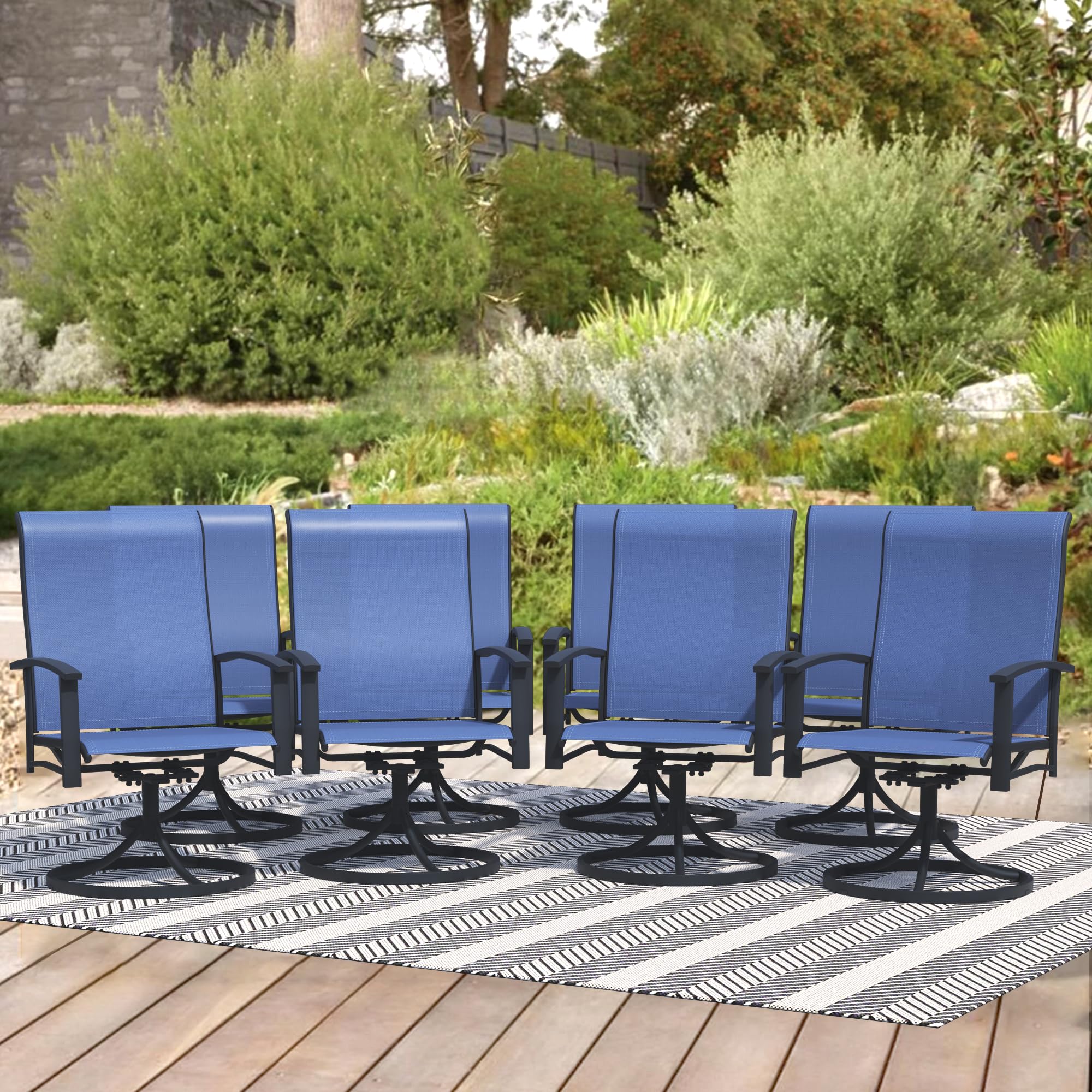 Stabrech Patio Swivel Chairs Set Of 8, Swivel Outdoor Chairs With Armrest, Patio Chair With High Back, Outdoor Dining For Porch