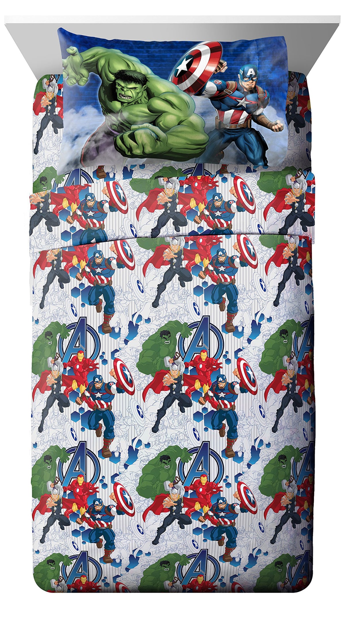 Jay Franco Marvel Avengers Blue Circle Sheet Set, Twin