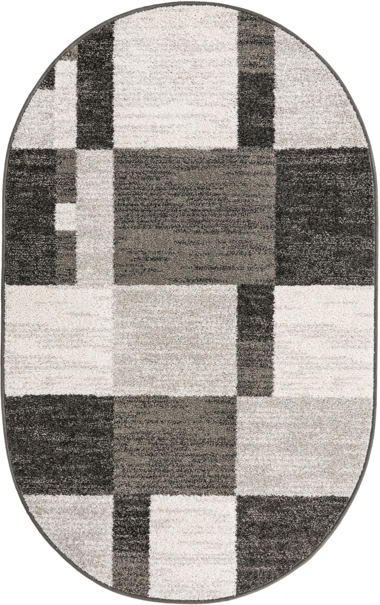 Unique Loom Autumn Collection Area Rug - Providence (3' 3'' X 5' 3'' Oval, Gray/ Ivory)