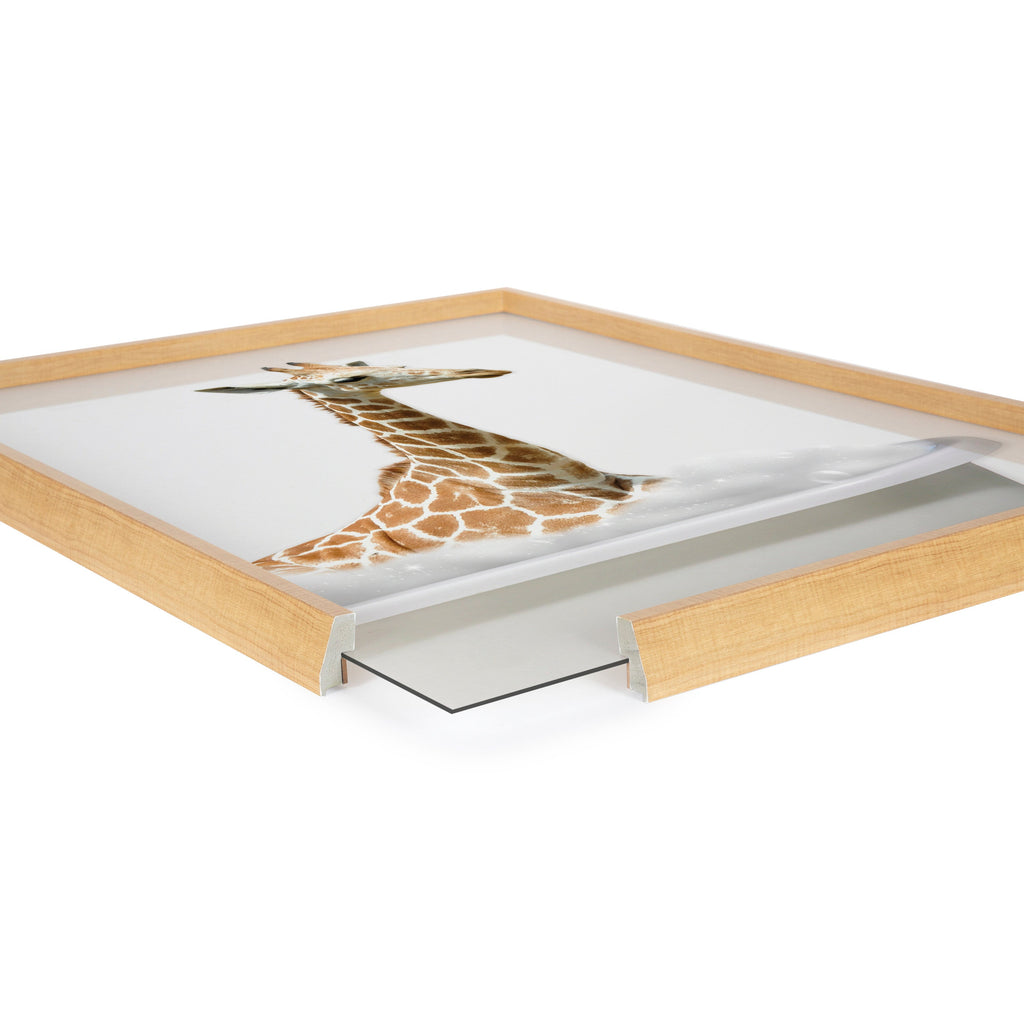 Blake Bathroom Bubble Bath Giraffe Framed Printed Glass by The Creative Bunch Studio