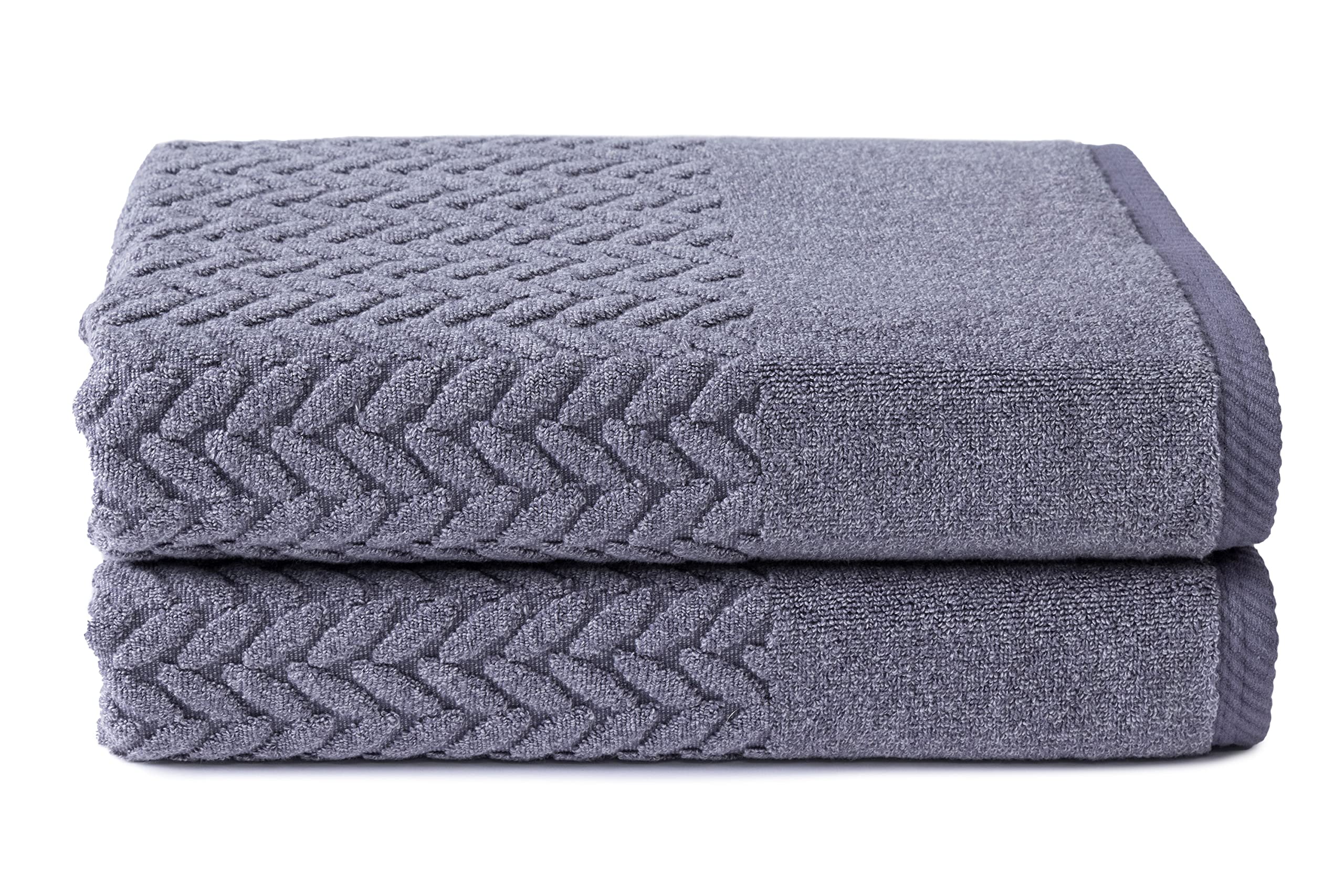 Texere 100% Organic Cotton Jacquard 650 GSM Premium Bath Towel Sets - Extra Absorbent Quick Dry and Plush (Cable, Excalibur, 2 B