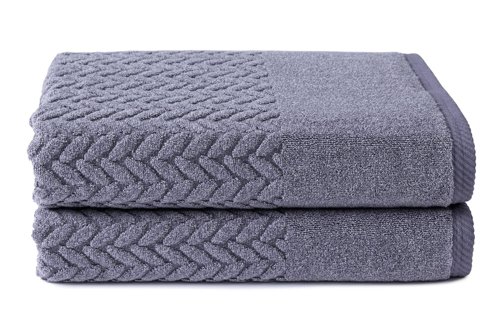 Texere 100% Organic Cotton Jacquard 650 GSM Premium Bath Towel Sets - Extra Absorbent Quick Dry and Plush (Cable, Excalibur, 2 B