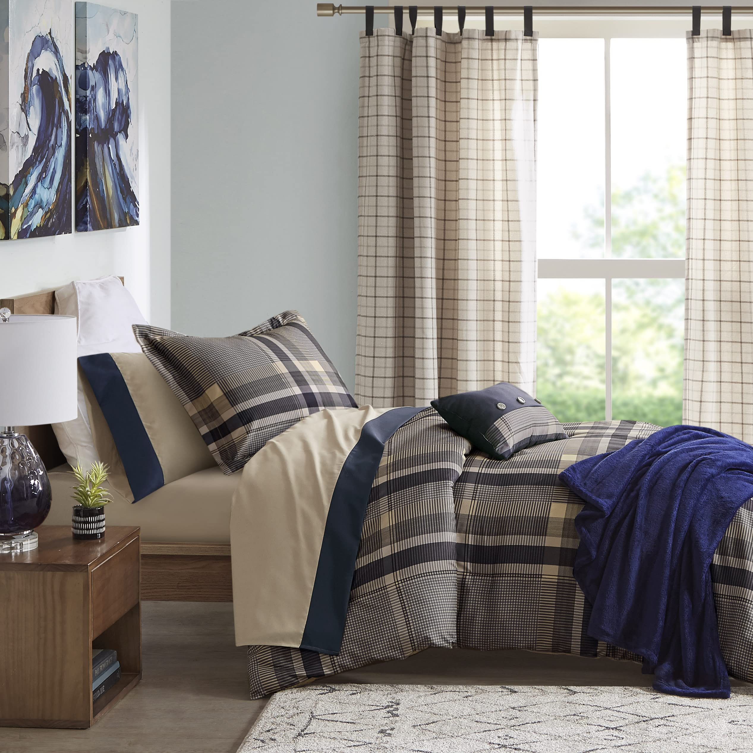 Intelligent Design Robbie Cozy Comforter Set Bed In A Bag, Modern Casual All Season Bedding Set, Matching Sham, Decorative Pillo