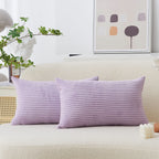 Home Brilliant Lavender Pillow Cover 12X20 Set Of 2 Purple Throw Pillows Solid Supersoft Corduroy Handmade Decorative Pillow Cas