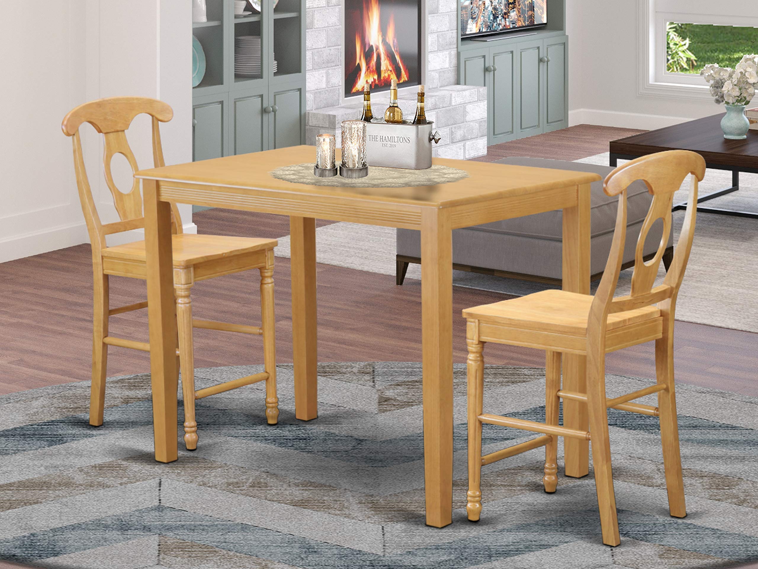 East West Furniture YAKE5-MAH-W 5 Piece Counter Height Dining Set Includes a Rectangle Dinette Table and 4 Kitchen Dining Chairs, 30x48 Inch, Mahogany