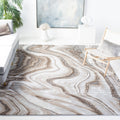 SAFAVIEH Craft Collection 8 Square Gold/Grey CFT819D Modern Abstract Marble Pattern Non-Shedding Area Rug