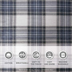 Comfort Spaces Cotton Flannel Breathable Warm Deep Pocket Sheets With Pillow Case Bedding, Full, Scottish Plaid Blue, 4 Piece