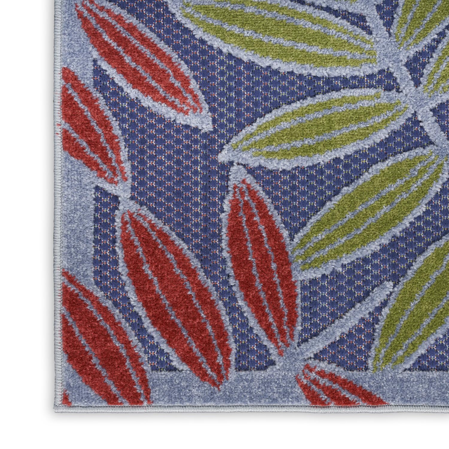 Nourison Aloha Indoor-Outdoor Navy Multicolor 6' X 9' Area Rug, Easy Cleaning, Non Shedding, Bed Room, Living Room, Dining Room, Backyard, Deck, Patio (6X9)