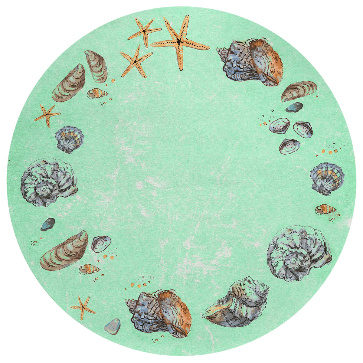 Addison Rugs Surfside Asr39 Green 8' X 8' Indoor Outdoor Round Rug, Easy Clean, Machine Washable, Non Shedding, Bedroom, Living Room, Dining Room, Kitchen, Patio Rug