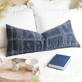Blissblush Dark Blue Boho Lumbar Throw Pillow Cover 14X36, Decorative Long Accent Body Lumbar Pillow For Bed, Farmhouse Woven Te
