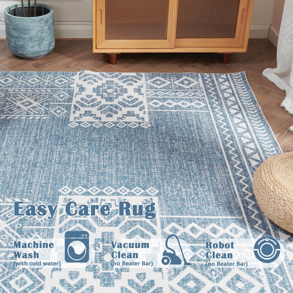Jinchan Area Rug - 2X3 Ultra-Thin Door Mat Washable Rug, Vintage Entryway Rug, Boho Rug Geometric, Non-Slip Non-Shedding Carpet