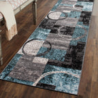 Rugshop Contemporary Abstract Circle Design Soft Runner Rug 2'7'' X 8' Gray