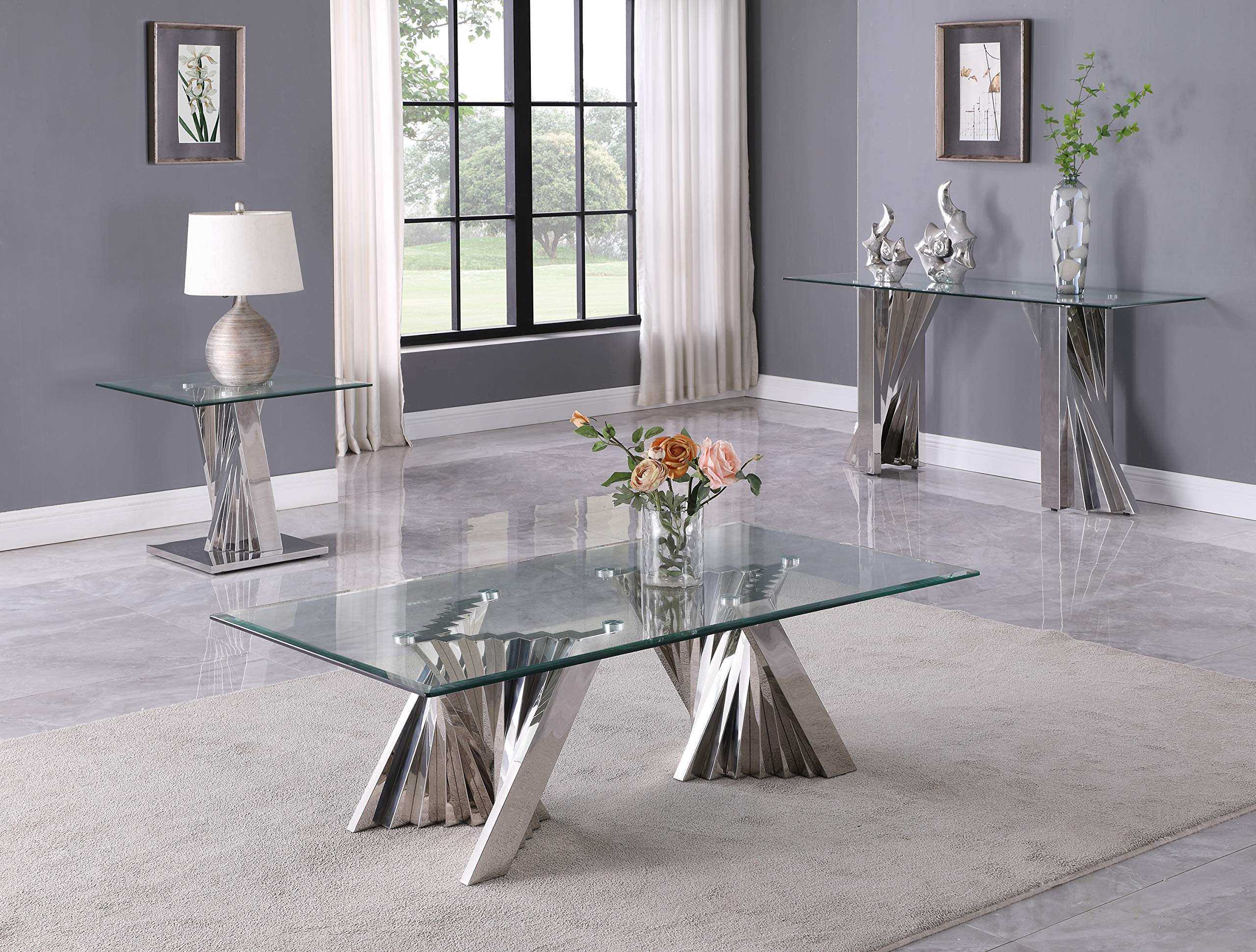 Furniture CT01-02-03 Coffee Table Set, Silver