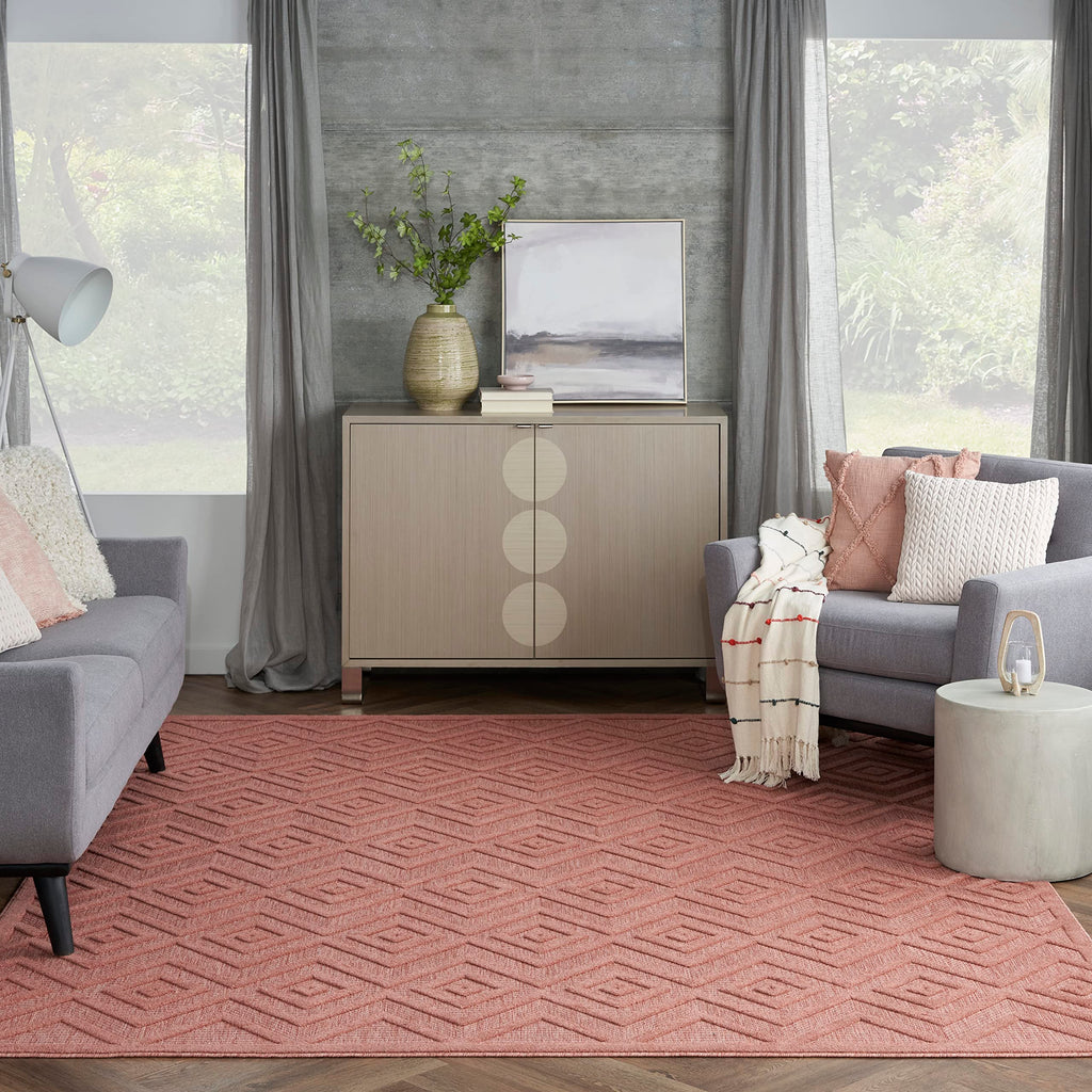Nourison Versatile Indoor/Outdoor Coral/Orange 8' X 10' Area Rug, Easy Cleaning, Non Shedding, Bed Room, Living Room, Dining Room, Deck, Backyard, Patio, High Traffic Area (8X10)