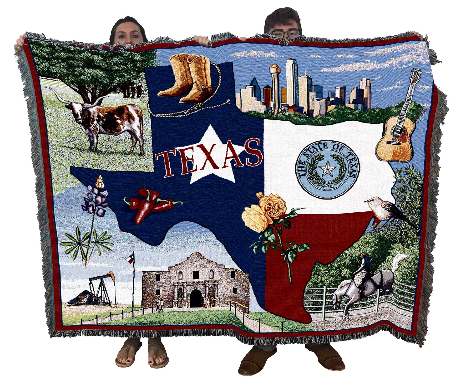 Pure Country Weavers State Of Texas Blanket - Gift Tapestry Throw Woven From Cotton - Made In The Usa (72X54)