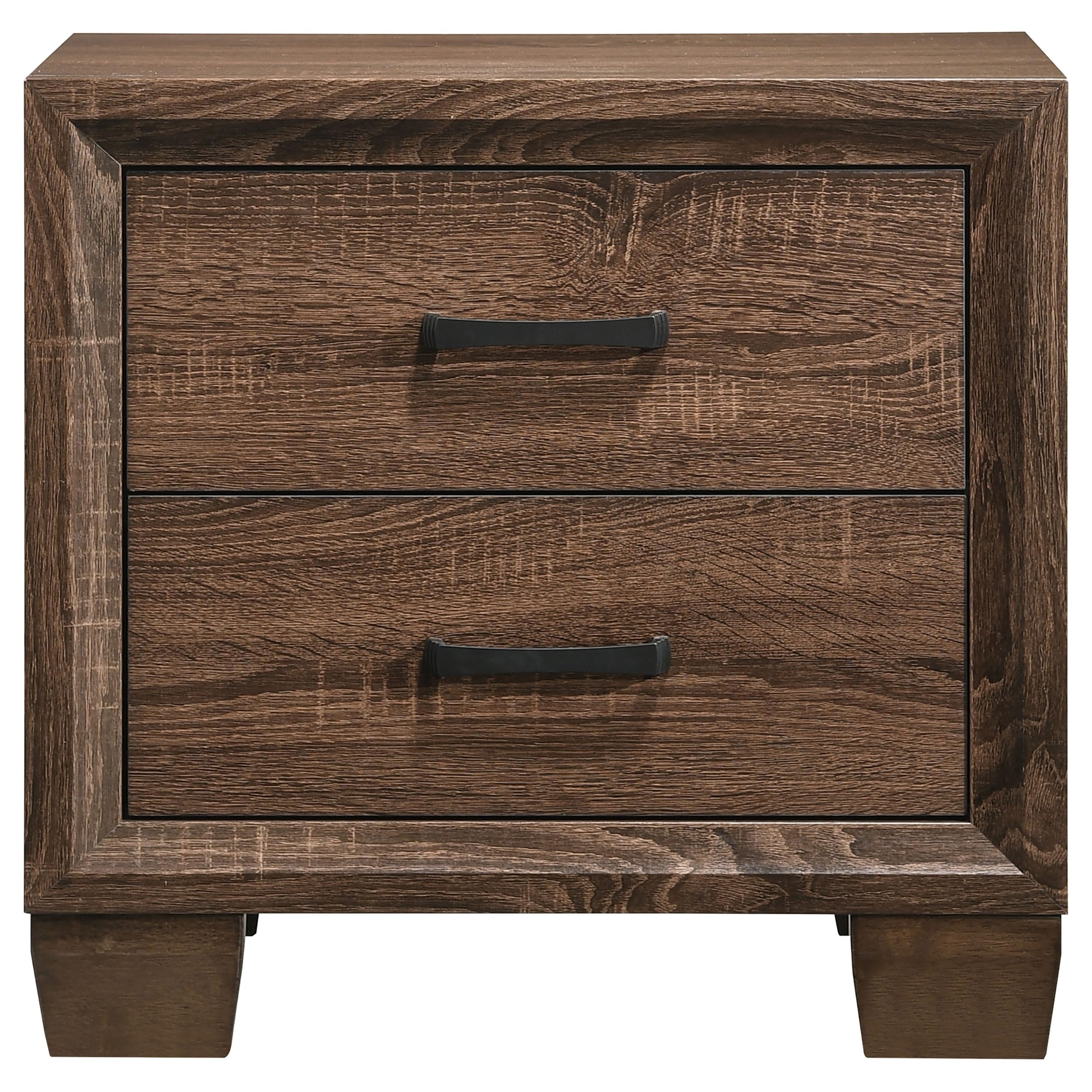 Coaster Home Furnishings Brandon Transitional Engineered Wood 2-Drawer Bedroom Nightstand Bedside Table Organizer Unit Warm Brown 205322