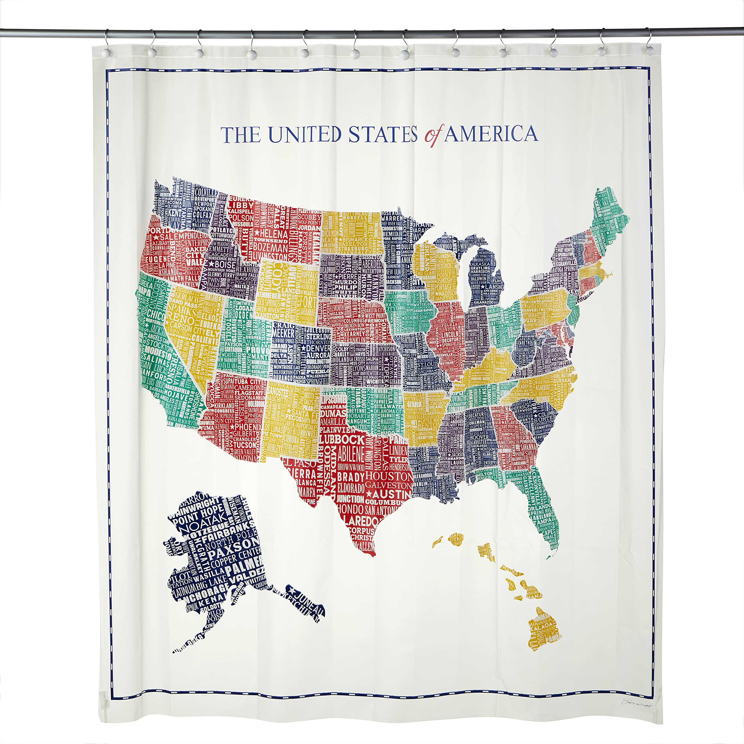 Skl Home By Saturday Knight Ltd. Usa Map Shower Curtain, Multi