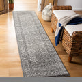 SAFAVIEH Tulum Collection Dark Grey/Ivory TUL264F Moroccan Boho Distressed Non-Shedding Living Room Bedroom Runner Rug, 20 x 13