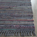 SAFAVIEH Rag Rug Collection Accent Rug - 23 x 5, Aqua & Multi, Handmade Boho Stripe Cotton, Ideal for High Traffic Areas in En