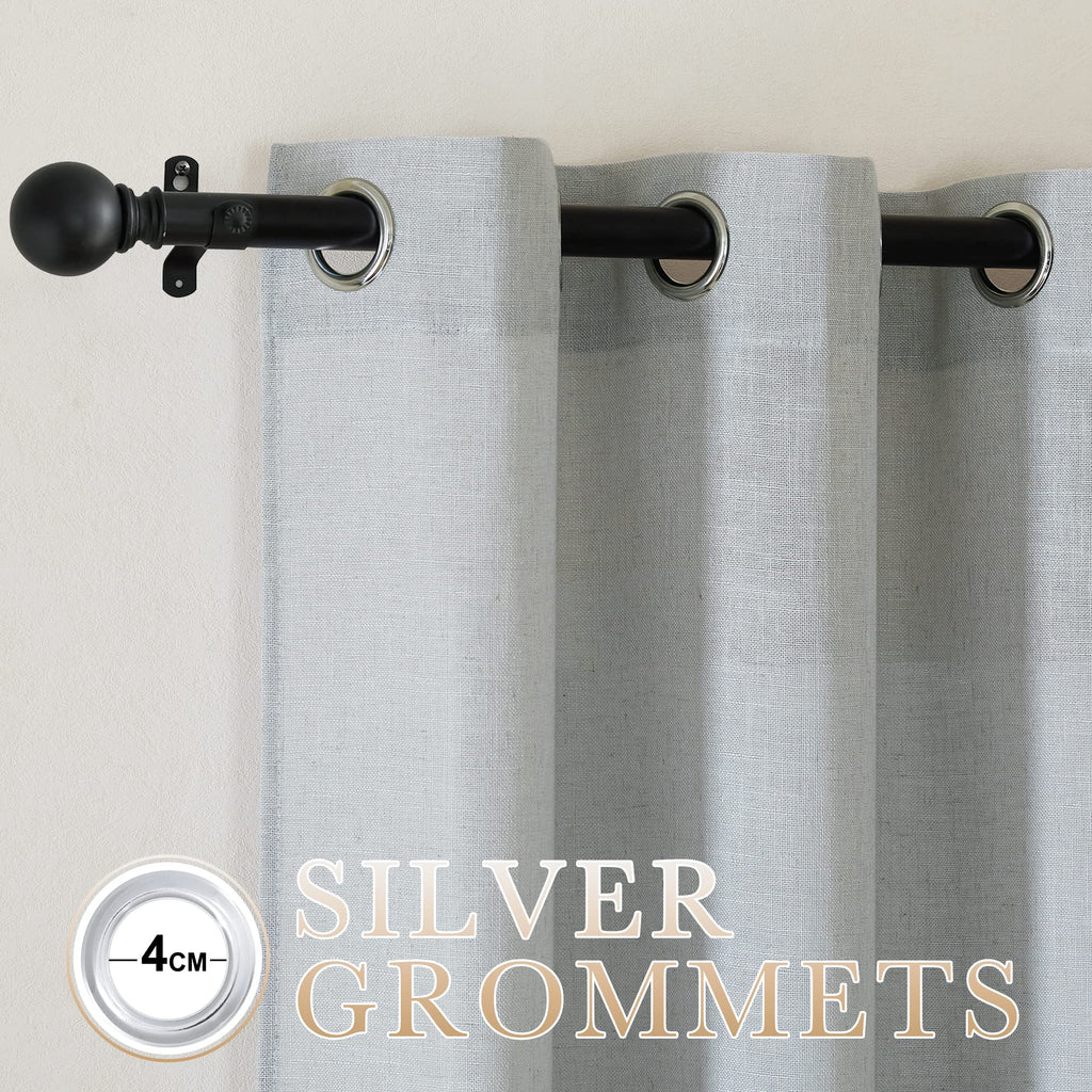 Nicetown Linen Light Gray Curtains For Living Room, Grommet Top Flax Linen Blend Semi Sheer Eclectic Drapes Privacy With Light Filtering For Kids Room/Bedroom, W52 X L84, 2 Pieces