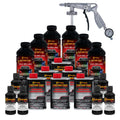Custom Coat Black Metallic 1.5 Gallon (6 Quart) Urethane Spray-On Truck Bed Liner Kit With Spray Gun And Regulator - Easy Mixing
