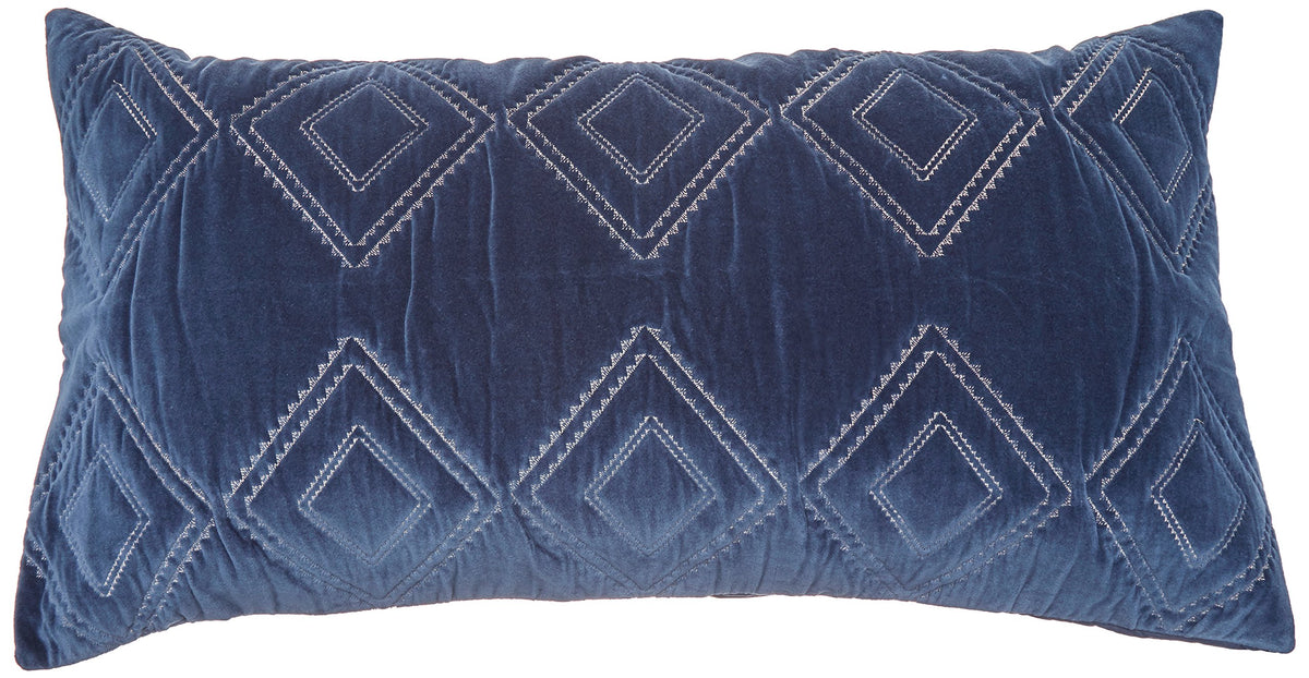 Rizzy Home | BQ4530 | Polyester King Sham | 20&quot;x36&quot; Blue/Metallic/ Geometric