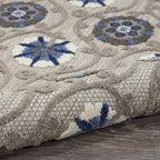 HomeRoots Grey/Blue 100% Polypropylene 4’ x 6’ Gray and Blue Indoor Outdoor Area Rug