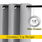 Nicetown Silver Grey Bedroom Curtains 63 Inch Length 2 Panels Set - Solid Thermal Insulated Grommet Light Blocking Blackout Curt