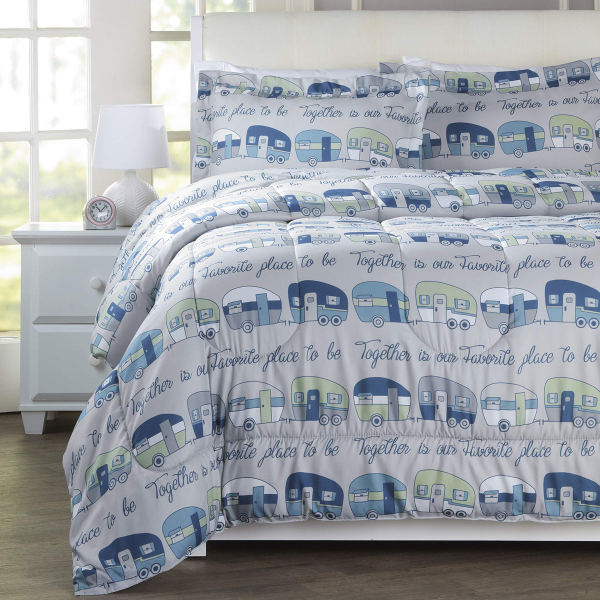 The Lakeside Collection Our Favorite Place Is Together Bedding Comforter Set - Twin - 2 Pieces,Blue/Gray