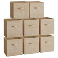 SONGMICS Storage Cubes, 13-Inch Non-Woven Fabric Bins with Double Handles, Set of 8, Closet Organizers for Shelves, Foldable, fo