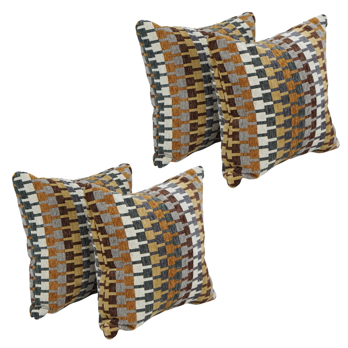 Blazing Needles Square Polyester Jacquard Throw Pillows, 17&quot;, Legion Browns 4 Count