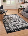 Rugs.com Oregon Collection Rug - 6 x 9 Black and White Low-Pile Rug Perfect for Living Rooms, Large Dining Rooms, Open Floorpl