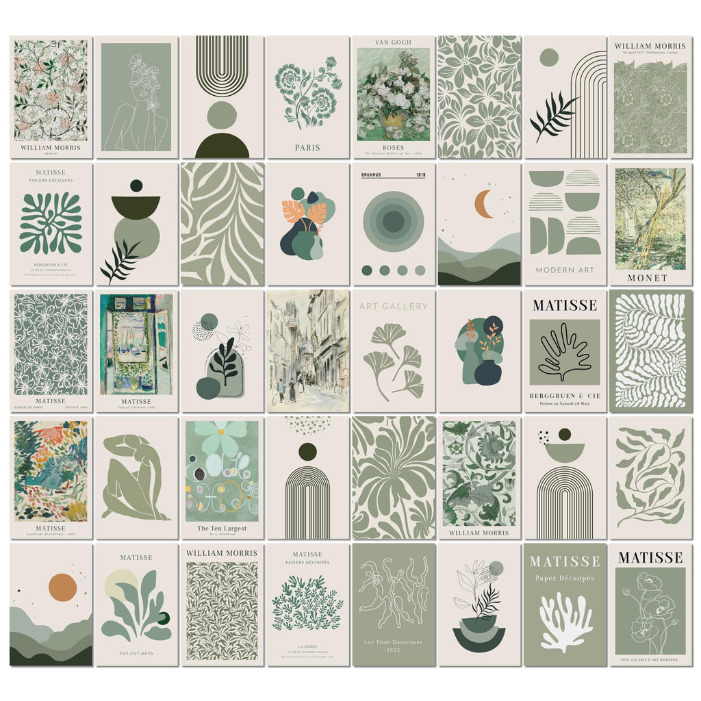 97 Decor Sage Green Room Decor Aesthetic - 40 Pcs Matisse Sage Green Wall Collage Kit, Sage Green Wall Decor Famous Artist Poste