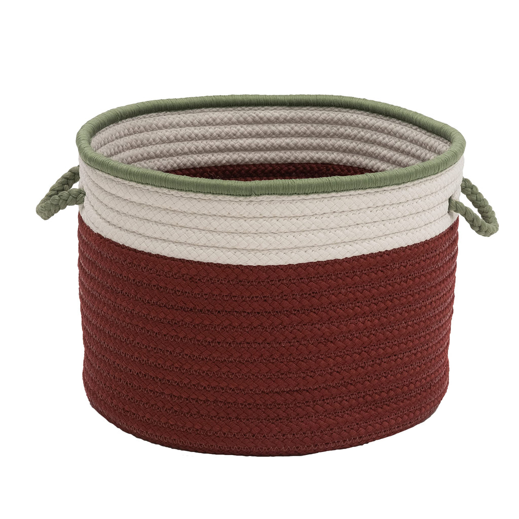 Colonial Mills Donner Accent Stripe Christmas Decorative Braided Basket, 16&Quot;X16&Quot;X12&Quot;, Sleigh Red